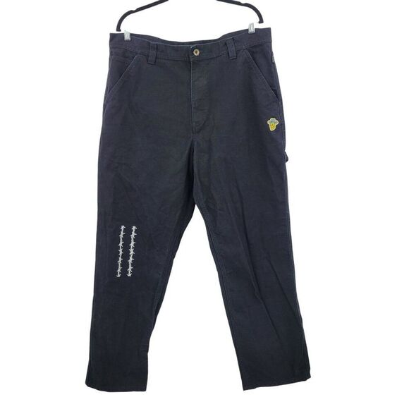 Elijah Berle Mens Loose Fit Skateboarding Pants Blk Sz 38 Carpenter Jeans Flame - Picture 14 of 14